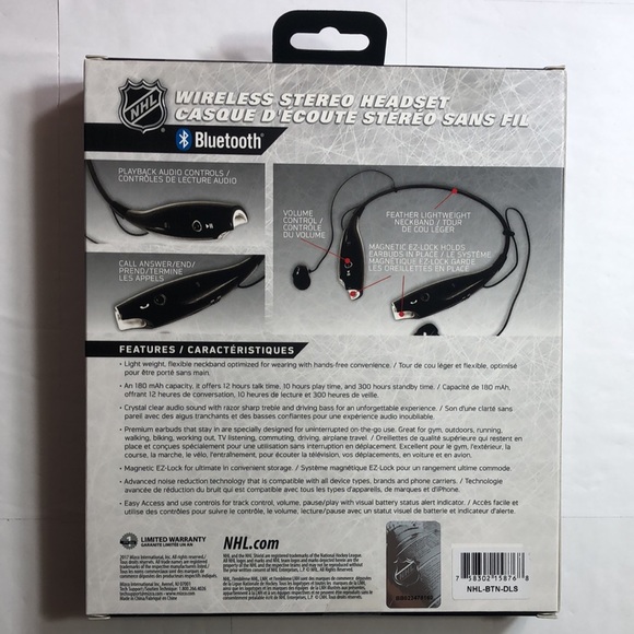 NHL Dallas Stars Bluetooth Wireless Neckband Headset Stereo Built-in Microphone - Picture 5 of 9